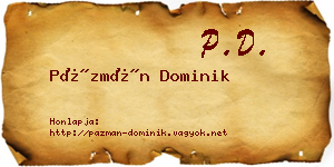 Pázmán Dominik névjegykártya